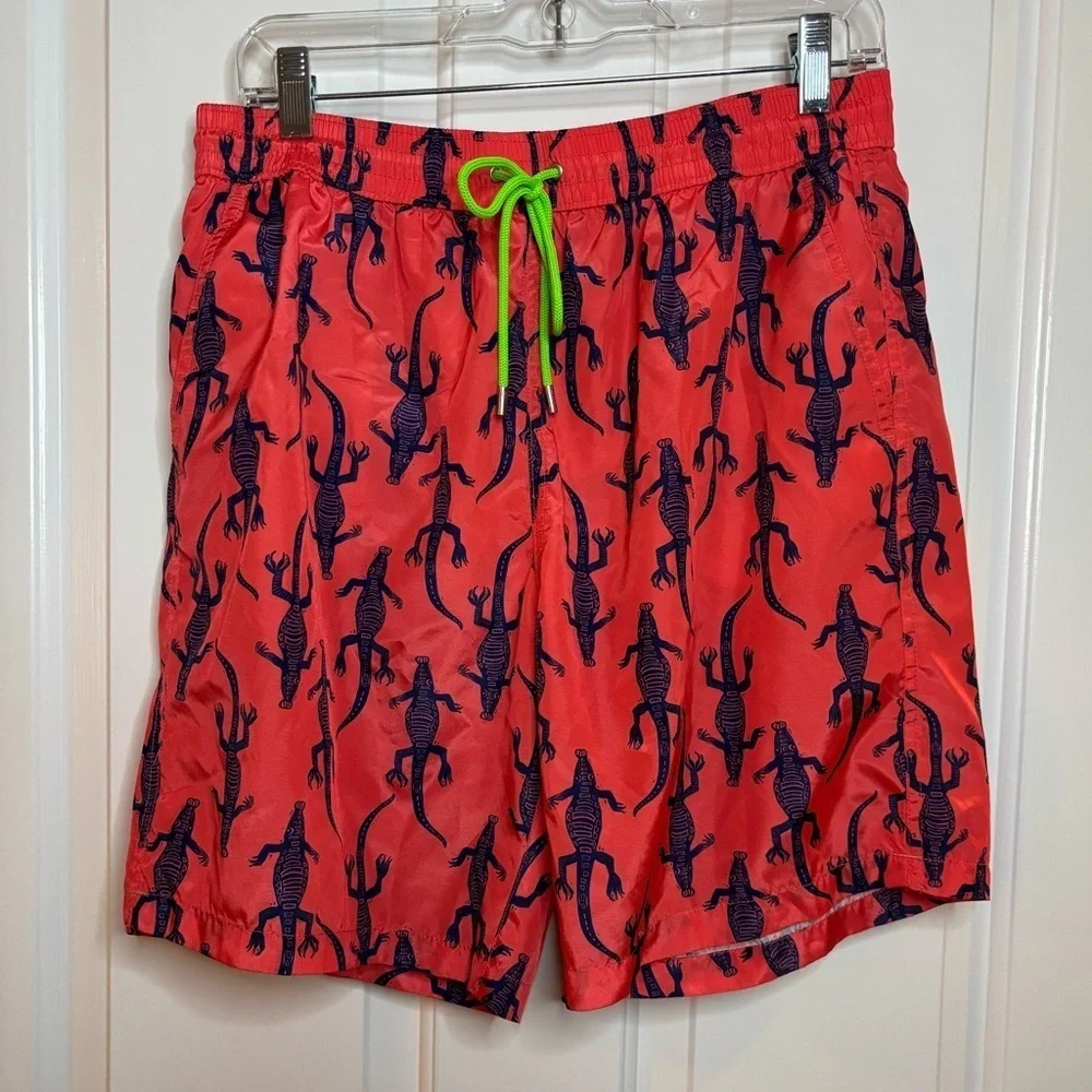 EUC Paul Smith Bright Red and Blue Lizard Swim Trunks size large